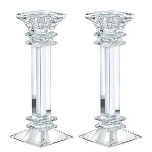 Crystal Candle Holders Set of 2 - 8 inches Tall Crystal Candlestick Holders - Modern Home Decor