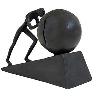 Man with Sphere Iron Statue Metal Sculpture Sportsman Art