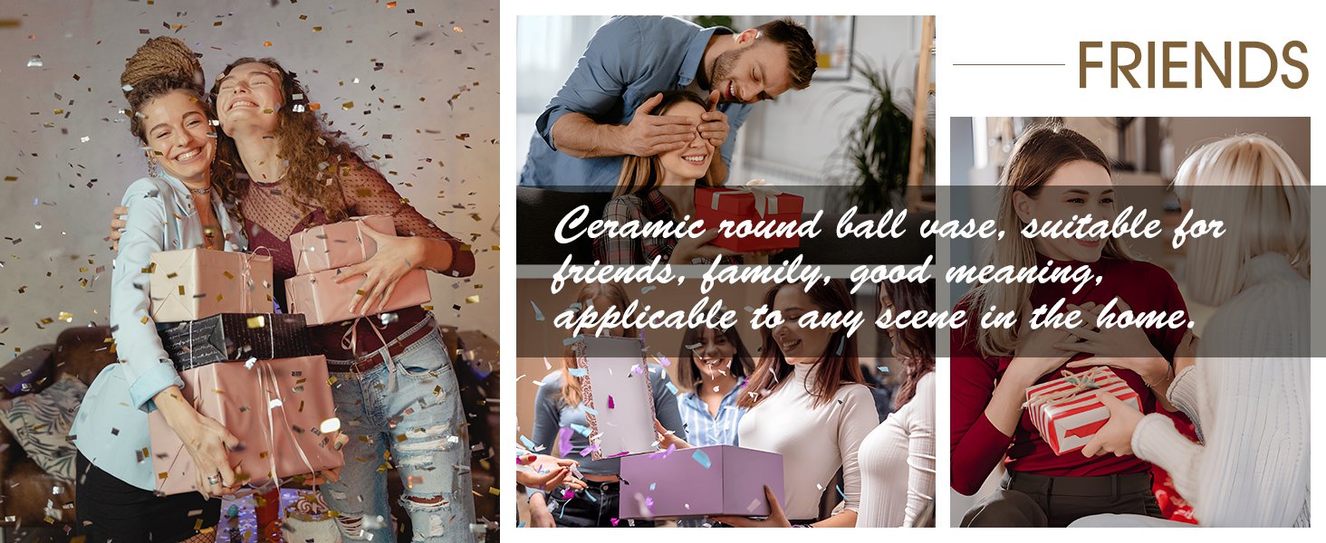 Ceramic Vase Set of 3 for Modern Home Decor, Boho Vase White Round Vase Minimalist Decorative Vase