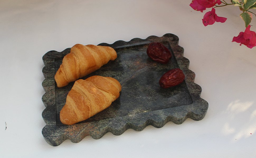 green marble tray