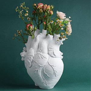 white heart vase