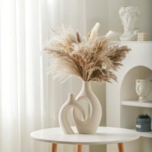 round matte pampas glass vases
