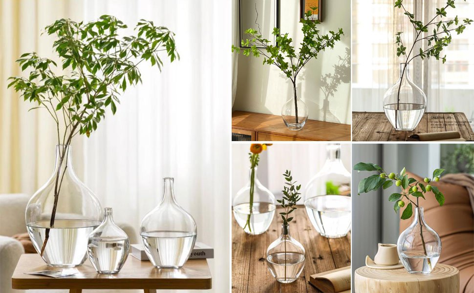 Glass vase Contemporary glass vase Colored glass vase Tall glass vase Round glass vase